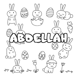 Coloraci&oacute;n del nombre ABDELLAH - decorado Pascua