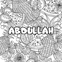 Coloraci&oacute;n del nombre ABDULLAH - decorado mandala de frutas