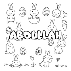 Coloraci&oacute;n del nombre ABDULLAH - decorado Pascua