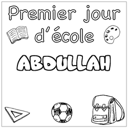 Coloraci&oacute;n del nombre ABDULLAH - decorado primer d&iacute;a de escuela