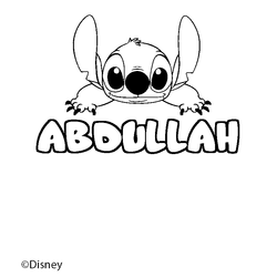 Coloraci&oacute;n del nombre ABDULLAH - decorado Stitch