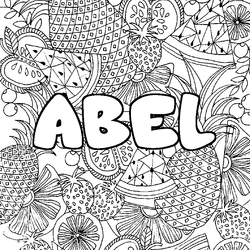 Coloraci&oacute;n del nombre ABEL - decorado mandala de frutas