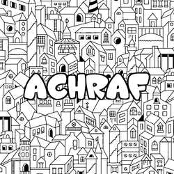 Coloraci&oacute;n del nombre ACHRAF - decorado ciudad