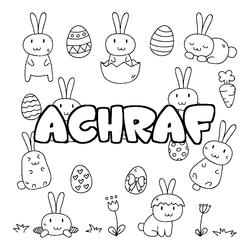Coloraci&oacute;n del nombre ACHRAF - decorado Pascua