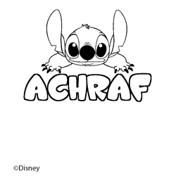 Coloraci&oacute;n del nombre ACHRAF - decorado Stitch