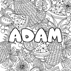 Coloraci&oacute;n del nombre ADAM - decorado mandala de frutas