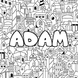 Coloraci&oacute;n del nombre ADAM - decorado ciudad