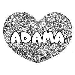 Coloraci&oacute;n del nombre ADAMA - decorado mandala de coraz&oacute;n