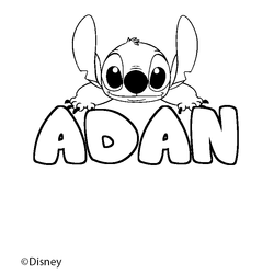 Coloraci&oacute;n del nombre ADAN - decorado Stitch