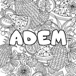 Coloraci&oacute;n del nombre ADEM - decorado mandala de frutas