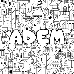Coloraci&oacute;n del nombre ADEM - decorado ciudad