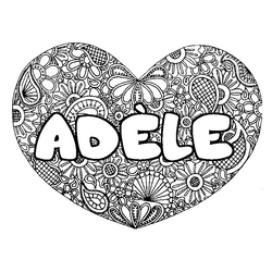 Coloraci&oacute;n del nombre AD&Egrave;LE - decorado mandala de coraz&oacute;n