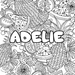 Coloraci&oacute;n del nombre ADELIE - decorado mandala de frutas