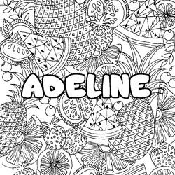 Coloraci&oacute;n del nombre ADELINE - decorado mandala de frutas