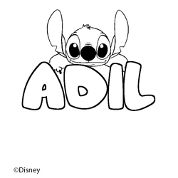 Coloraci&oacute;n del nombre ADIL - decorado Stitch