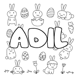 Coloraci&oacute;n del nombre ADIL - decorado Pascua