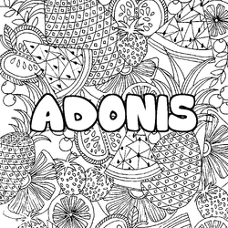 Coloraci&oacute;n del nombre ADONIS - decorado mandala de frutas