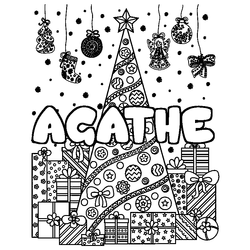 Coloraci&oacute;n del nombre AGATHE - decorado &aacute;rbol de Navidad y regalos