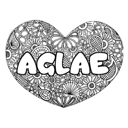 Coloraci&oacute;n del nombre AGLAE - decorado mandala de coraz&oacute;n