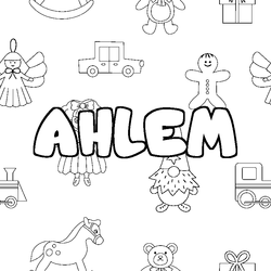 Coloraci&oacute;n del nombre AHLEM - decorado juguetes
