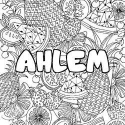 Coloraci&oacute;n del nombre AHLEM - decorado mandala de frutas