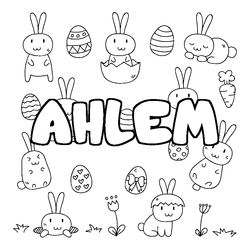 Coloraci&oacute;n del nombre AHLEM - decorado Pascua