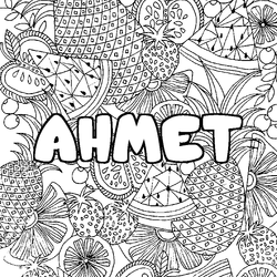 Coloraci&oacute;n del nombre AHMET - decorado mandala de frutas