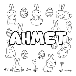 Coloraci&oacute;n del nombre AHMET - decorado Pascua