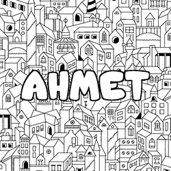 Coloraci&oacute;n del nombre AHMET - decorado ciudad