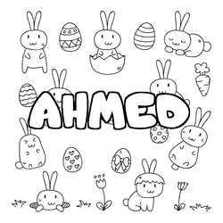 Coloraci&oacute;n del nombre AHMED - decorado Pascua