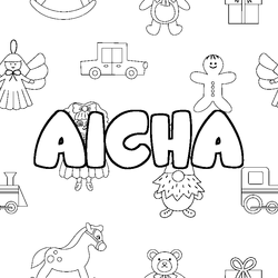 Coloraci&oacute;n del nombre AICHA - decorado juguetes