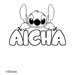 Coloraci&oacute;n del nombre AICHA - decorado Stitch