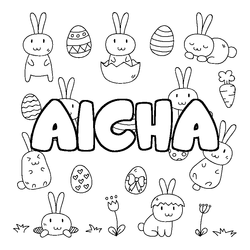 Coloraci&oacute;n del nombre AICHA - decorado Pascua