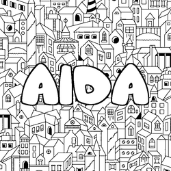 Coloraci&oacute;n del nombre AIDA - decorado ciudad
