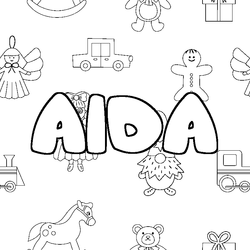 Coloraci&oacute;n del nombre AIDA - decorado juguetes