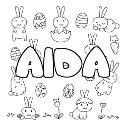 Coloraci&oacute;n del nombre AIDA - decorado Pascua