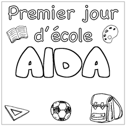 Coloraci&oacute;n del nombre AIDA - decorado primer d&iacute;a de escuela