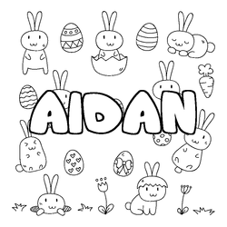 Coloraci&oacute;n del nombre AIDAN - decorado Pascua