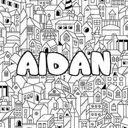 Coloraci&oacute;n del nombre AIDAN - decorado ciudad