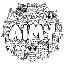 Coloraci&oacute;n del nombre AIMY - decorado b&uacute;hos