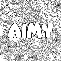Coloraci&oacute;n del nombre AIMY - decorado mandala de frutas
