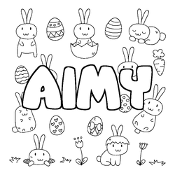 Coloraci&oacute;n del nombre AIMY - decorado Pascua
