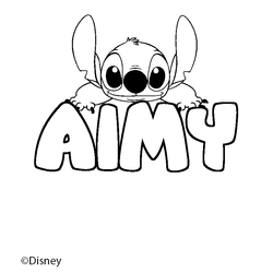 Coloraci&oacute;n del nombre AIMY - decorado Stitch