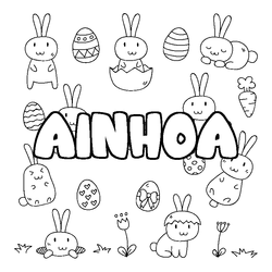 Coloraci&oacute;n del nombre AINHOA - decorado Pascua