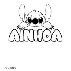 Coloraci&oacute;n del nombre AINHOA - decorado Stitch