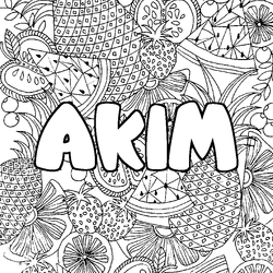 Coloraci&oacute;n del nombre AKIM - decorado mandala de frutas
