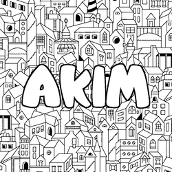 Coloraci&oacute;n del nombre AKIM - decorado ciudad