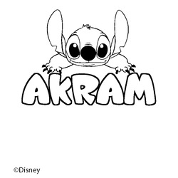 Coloraci&oacute;n del nombre AKRAM - decorado Stitch