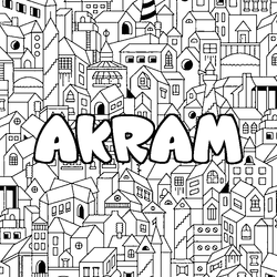 Coloraci&oacute;n del nombre AKRAM - decorado ciudad