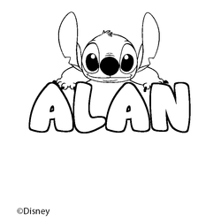 Coloraci&oacute;n del nombre ALAN - decorado Stitch